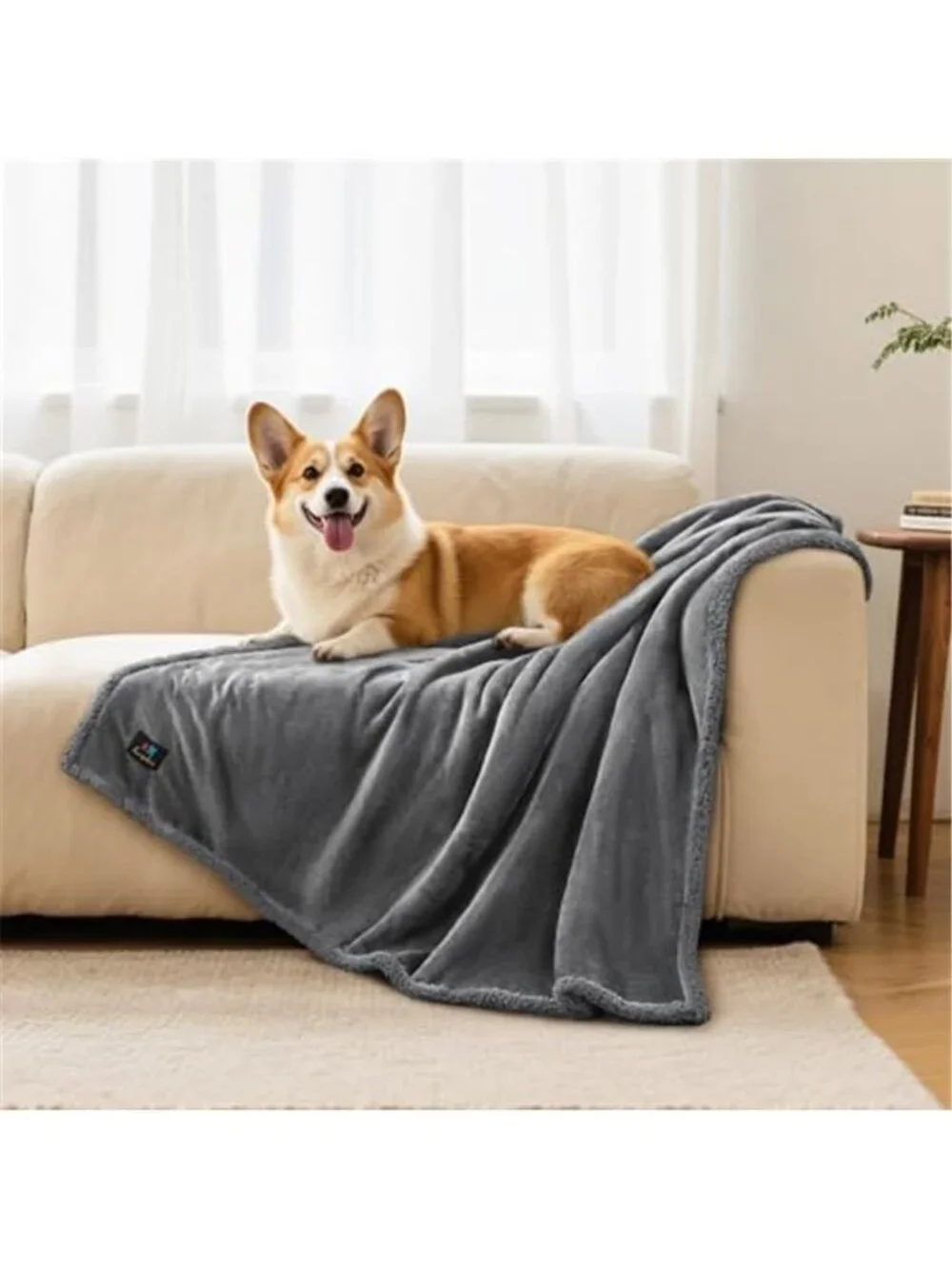 Waterproof Pet Blanket Sherpa Fleece Dog Cat Furniture Protector Throw Gray